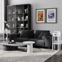 HOMCOM 2-Tier Side Tables Set of 2 with Drawer and Shelf, 2 Pieces End Tables for Living Room and Hallway, White(m-10)