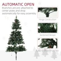 HOMCOM 7 Foot Prelit Artificial Christmas Tree with Dual Colour LED Light, Hinged Xmas Tree for Home Office Holiday(m-9)