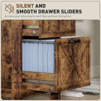 HOMCOM Vertical File Cabinet with 3 Drawers, Rustic Farmhouse Office Storage Cabinet for A4, Letter Size, Rustic Brown(m-7)