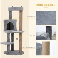 PawHut 41" Cat Tree Tower with Condo, Scratching Posts and Hanging Ball, Grey(m-6)