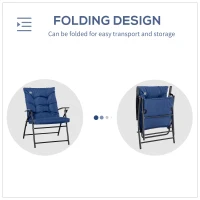 Outsunny Foldable Lounge Chair, Fabric Upholstered Recliner, Outdoor Lounger with Armrest, Metal Frame for Backyard, Blue(m-4)