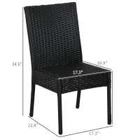 Outsunny 4 PE Rattan Outdoor Dining Chairs with Cushions, Patio Wicker Dining Chairs with Backrest, Black(m-3)