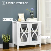 HOMCOM Kitchen Sideboard, Glass Door Buffet Cabinet, Bathroom Storage Cabinet with Adjustable Storage Shelf for Dining Room, Living Room, White(m-4)