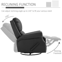 HOMCOM Manual Recliner Chair PU Leather Office Home Theater Single Sofa with Arm, Footrest, Nailhead Trim Padded Seat, 360° Swivel and Rocking Function for Living Room Bedroom Brown(m-5)