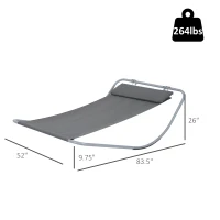 Outsunny Single Rocking Sun Lounger Hammock Bed with Steel Frame and Headrest for Garden Beach and Pool 7'L x 4.3'W(m-3)