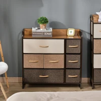 HOMCOM 3-Tier Storage Organizer for Bedroom Entryway, 7-Drawer Dresser with Steel Frame for Bedroom, Maple Wood(m-7)