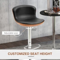 HOMCOM 2 Piece Modern Barstools with Backrest Counter Chairs with Footrest Swivel Black(m-5)