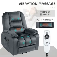 HOMCOM Vibration Massage Lift Recliner Chair with Heat, Gray(m-6)