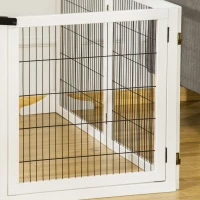 PawHut Wooden Pet Gate, 6-Panel Folding Dog Safety Barrier with Support Feet for Small & Medium Dogs, White(m-9)