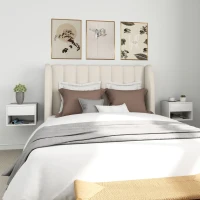 HOMCOM Floating Nightstand Set of 2, Wall Mounted Bedside Table with Drawer for Bedroom, White(m-8)