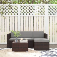 Outsunny Patio Furniture w/ Soft Cushions, Corner Sofa Sets, Grey(m-8)