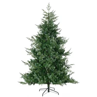 HOMCOM 7.5' Artificial Wide Christmas Tree Holiday Décor, with Easy-to-Shape Branches, Auto Open, Steel Base, Green(m-11)