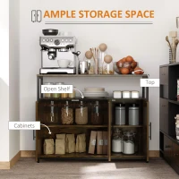 HOMCOM Industrial Kitchen Sideboard, Buffet Cabinet with Storage Open Compartment and Adjustable Shelves for Living Room, Bedroom, Hallway, Rustic Brown(m-4)