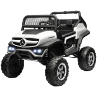 Aosom Kids Ride on Car, Licensed Mercedes-Benz Unimog 12V 7AH Battery Powered Electric Truck with Remote Control, 3 Speed Spring Suspension, LED Lights, MP3, Music, White(m-11)