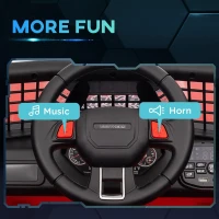 Qaba 12V Ride on Car, Ride on Truck w/ Remote, 4 Suspension Wheels, 3 MPH Max Speed, Music, Horn & Lights, Red(m-8)