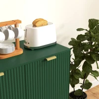 HOMCOM Modern Kitchen Storage Cabinet, Sideboard Buffet Cabinet with Adjustable Shelves and Metal Legs for Kitchen, Green(m-10)