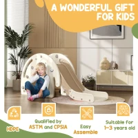 Qaba 3 in 1 Toddler Slide for Years 1-3 w/ Basketball Hoop, Climber, Elephant-Themed(m-8)