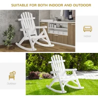 Outsunny Outdoor Wooden Rocking Chair, Single-Person Adirondack Rocking Patio Chair with Rustic High Back, Slatted Seat and Backrest for Indoor, Backyard, Garden, White(m-4)
