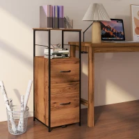 Vinsetto Vertical Filing Cabinet, Tall File Cabinet with 2 Drawers, Hanging Bars for Letter and A4 Size, Rustic Brown(m-8)