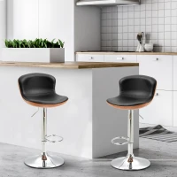 HOMCOM 2 Piece Modern Barstools with Backrest Counter Chairs with Footrest Swivel Black(m-1)