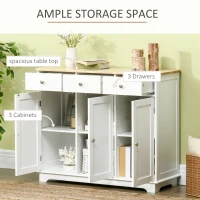 HOMCOM Modern Sideboard, Buffet Cabinet with Storage Cabinets, Drawers and Adjustable Shelves for Living Room, White(m-4)