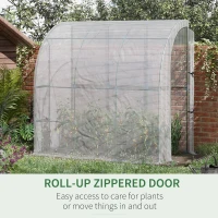 Outsunny 7' x 4' x 7' Outdoor Lean-to Walk-in Garden Greenhouse with Roll-Up Door Hot House for Plants Herbs Vegetables, White(m-6)