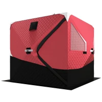 Outsunny 3-4 Person Insulated Ice Fishing Shelter, Pop up, with Oversized Doors, Windows, Vents and Carry Bag, for Low-Temp -22℉(m-11)
