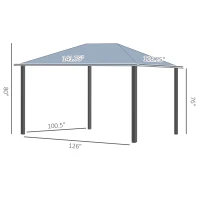 Outsunny 10' x 12' Hardtop Gazebo Canopy with Polycarbonate Roof, Aluminum Frame, Permanent Pavilion Outdoor Gazebo with Netting, for Patio, Garden, Backyard, Deck, Lawn, Gray, Brown(m-3)
