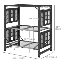 Outsunny Aluminum Camping Kitchen, Folding Cook Station with Carrying Bag, 4 Side Tables, 2 Shelves for BBQ, RV, Picnic, Black(m-3)