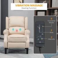 HOMCOM Massage Recliner Chair for Living Room, Push Back Recliner Sofa, Wingback Reclining Chair with Extendable Footrest, Remote Control, Side Pockets, Beige(m-5)