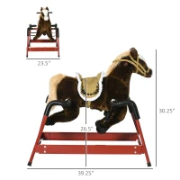 Qaba Kids Spring Rocking Horse, Ride on Horse for Girls and Boys with Animal Sounds, Plush Horse Ride-on with Soft Feel, Interactive Toy for Kids(m-3)