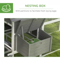 PawHut Wooden Chicken Coop with Nesting Boxes, Run, Doors, Tray, Ramp for 4-6 Chickens(m-6)