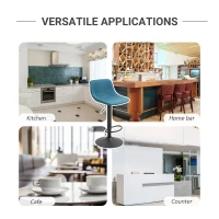 HOMCOM Adjustable Bar Stools, Swivel Bar Height Chairs Barstools Padded with Back for Kitchen, Counter, and Home Bar, Set of 2, Blue(m-7)