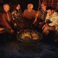 Outsunny 22" Round Firepit Patio Fireplace Garden Heater Portable Wood Burning Porch with Poker and Spark Screen Black(m-1)