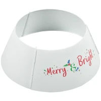 HOMCOM Christmas Tree Collar, Steel Tree Ring Skirt, Home Xmas Decoration for Christmas Tree, 26" x 26" x 11", Cream White(m-11)