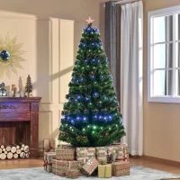 HOMCOM 7' Pre-lit LED Optical Fiber Christmas Tree Artificial Home Décor(m-1)