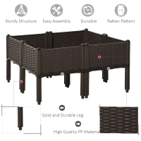 Outsunny 4-piece Raised Garden Bed PP Raised Flower Bed Plant Stand Stackable Vegetable Herb Grow Box(m-6)
