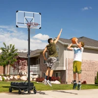 Soozier Foldable & Portable Basketball Hoop, 4.3-10.2' Adjustable Basketball Goal with 4 Wheels for Teenagers, Youth & Adults(m-2)