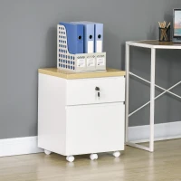 Vinsetto Vertical Filing Cabinet with 2 Drawers, Rolling Locking File Cabinet with Hanging Bars for Legal Size and Wheels, for Home Office Study, White(m-8)