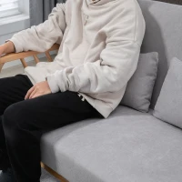 HOMCOM 51" 2 Seat Sofa, Modern Love Seats Furniture, Upholstered 2 Seater Couch with 2 Throw Cushions, Rubber Wood Frame, Gray(m-7)