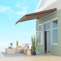 Outsunny 13' x 10' Retractable Awning, 280gsm UV Resistant Sunshade Shelter for Deck, Balcony, Yard, Coffee(m-9)