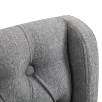 HOMCOM 26.25" Counter Height Bar Stools, Tufted Wingback Armless Upholstered Dining Chair with Rubber Wood Legs, Set of 2, Gray(m-8)