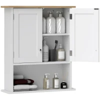 HOMCOM Wall Mounted Bathroom Cabinet, Modern Bathroom Wall Cabinet with 2 Doors and Adjustable Shelf, White(m-1)