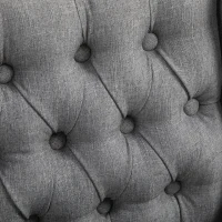 HOMCOM 26.25" Counter Height Bar Stools, Tufted Wingback Armless Upholstered Dining Chair with Rubber Wood Legs, Set of 2, Gray(m-9)