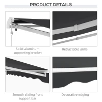 Outsunny 10' x 8' Electric Awning, Retractable Awning, UV Protection Sun Shade Shelter with Remote Controller and Manual Crank Handle for Deck, Balcony, Yard, Dark Gray(m-7)