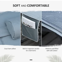 Outsunny Folding Camping Cot, Double Layer Heavy Duty Sleeping Cot with Carry Bag, Headrest, 2-Sided Reversible Mattress, Portable & Lightweight Cot Bed, Gray(m-7)