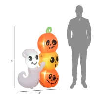 HOMCOM 5ft Inflatable Halloween Ghost and Pumpkin, Blow Up LED  Display for Garden Indoor Outdoor(m-3)
