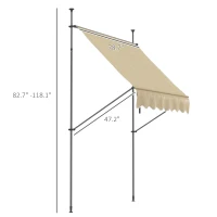 Outsunny 6.5' x 4' Manual Retractable Awning, Non-Screw Patio Awning, UV Resistant for Window or Door, Beige(m-3)
