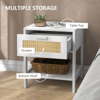 HOMCOM Modern Bedside Table, Accent Nightstand with Drawer and Open Shelf, Bed End Table for Bedroom, Living Room, White(m-5)