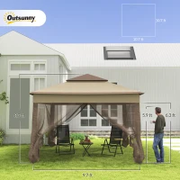 Outsunny 11' x 11' Pop Up Canopy, Outdoor Patio Gazebo Shelter with Removable Zipper Netting, Instant Event Tent w/ 114 Square Feet of Shade and Carry Bag for Backyard, Garden, Khaki(m-3)
